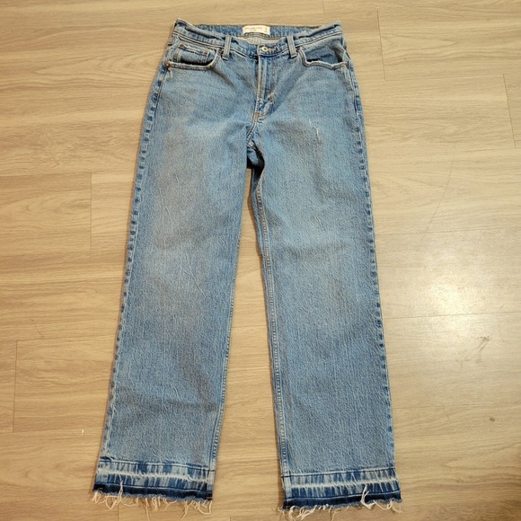 Abercrombie & Fitch Denim - ABERCROMBIE & FITCH THE BAGGY LOW RISE WOMENS 27(30" WAIST) DENIM JEANS RAW HEM